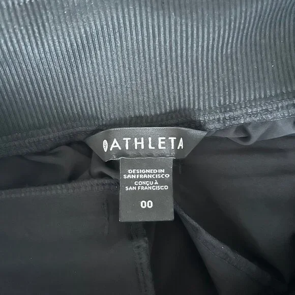 Athleta Brooklyn Ankle Pants Black Womens Size 00 Rib Panel Athleisure Travel - Picture 7 of 11